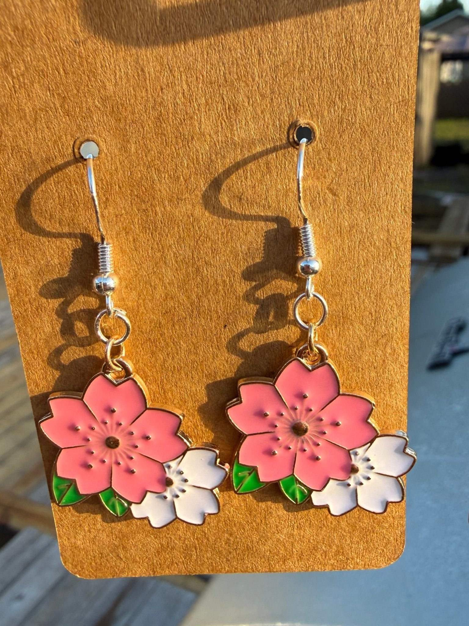 Pink Flower Earring | Silver Large - Fairway Faith Apparel Co