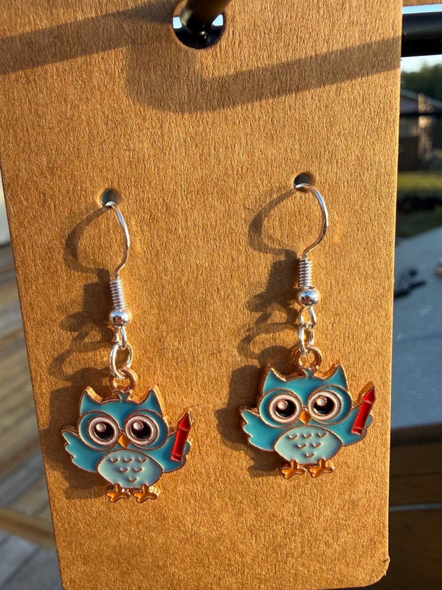 Teacher Earring | Silver Owl - Fairway Faith Apparel Co